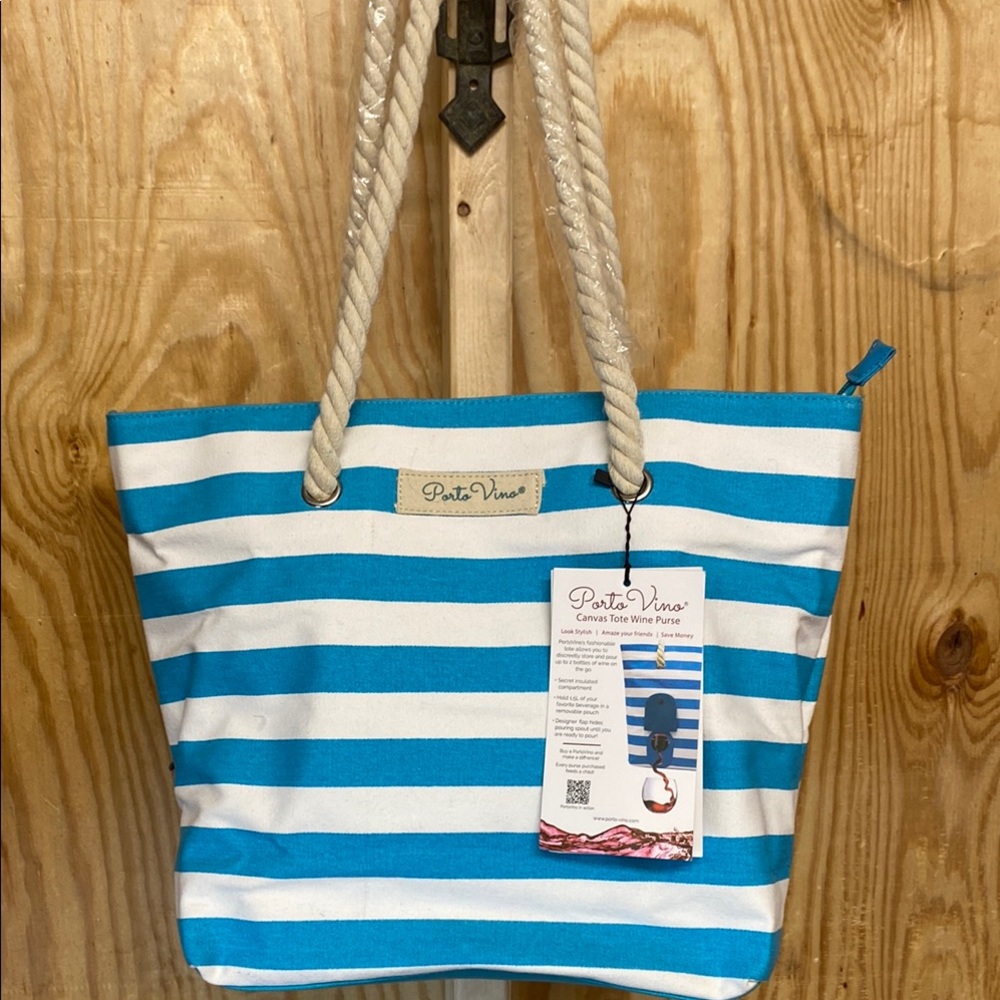 Porto Vino canvas tote wine purse NWT and 4 refill pouches